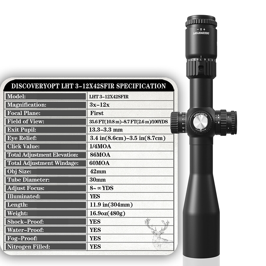 DISCOVERY LHT 3-12X42SFIR FFP .338LM Optics Shooting Hunting Rifle Scope Sight