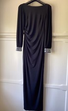 Eliza J Slinky Long Sleeved Black Dress With Beaded Cuffs Size 10 £25.00
