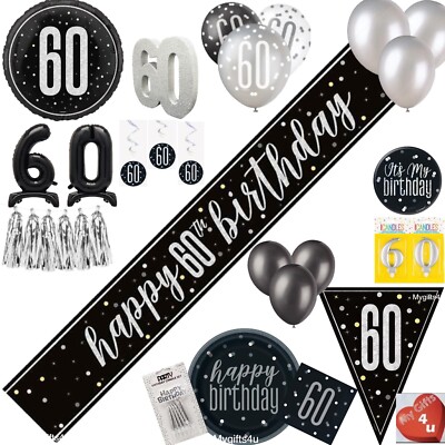 Globos Feliz Cumpleaños Plata Negro | Paquete Fiesta Globos Decoracion