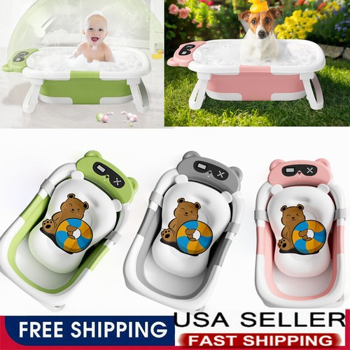 Bañera para bebé niño pequeño con termómetro portátil cojín de ducha para bebé almohadilla y gorra de baño - Imagen 24 de 60