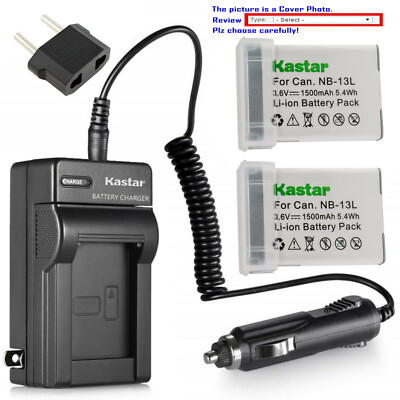Kastar Battery Travel Charger for Canon NB-13LH CB-2LH & Canon PowerShot G7 X