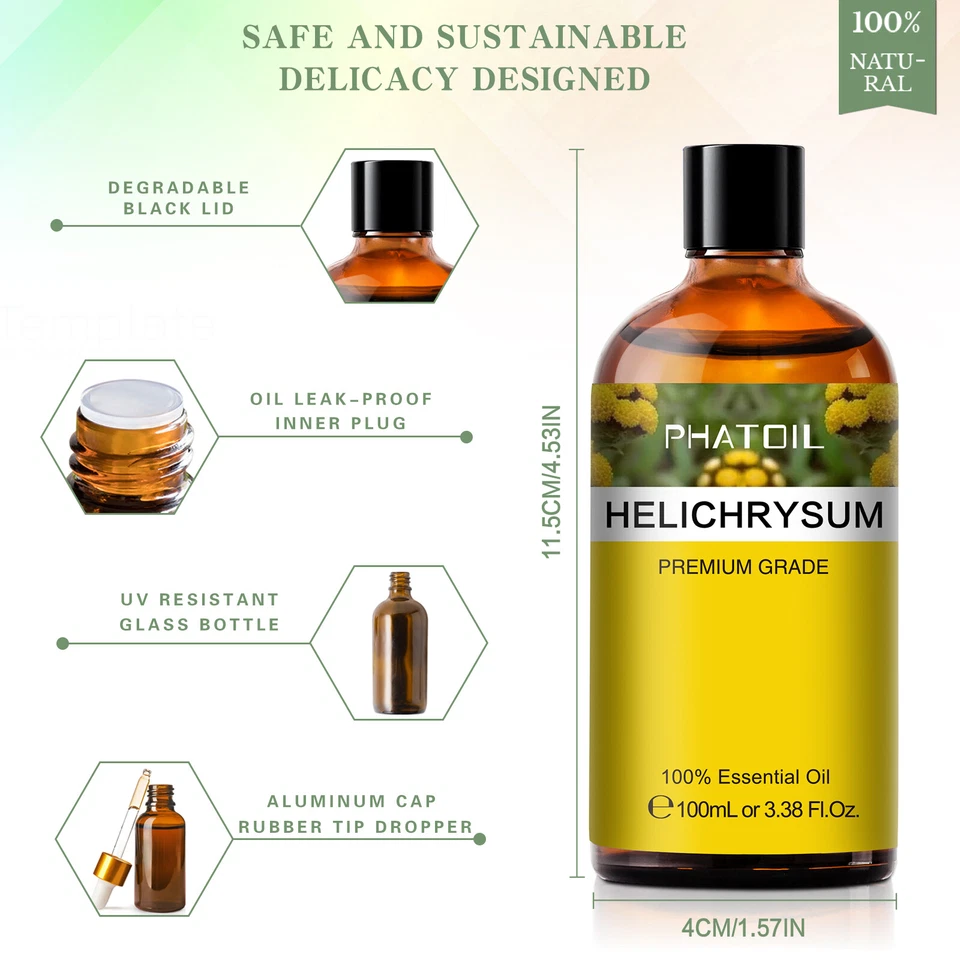 100ML Helichrysum Essential Oils 100% Pure & Natural Aromatherapy Diffuser Oil - Image 3 of 4