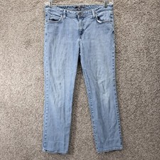 Vintage Eddie Bauer Women's Jeans Straight Leg Distressed Light Wash Blue 12 Reg