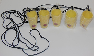 5 Bacardi Rum Drinking Shot Glass Shotglasses Tiki Necklace Yellow Bar Set NEW
