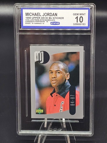 1998 Upper Deck MJ Sticker Collection #13 Michael Jordan CCG 10 - Rare - POP 1 - Picture 1 of 2