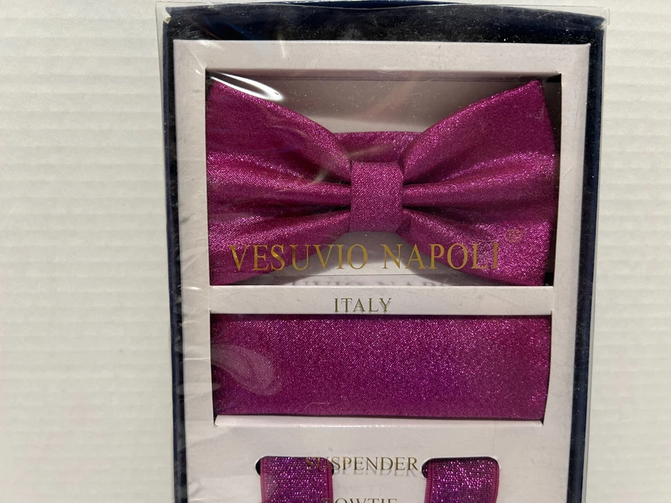 Nueva pajarita con tirantes Vesuvio Napoli espalda en Y para hombre brillantes violeta púrpura Foto 3 de 4