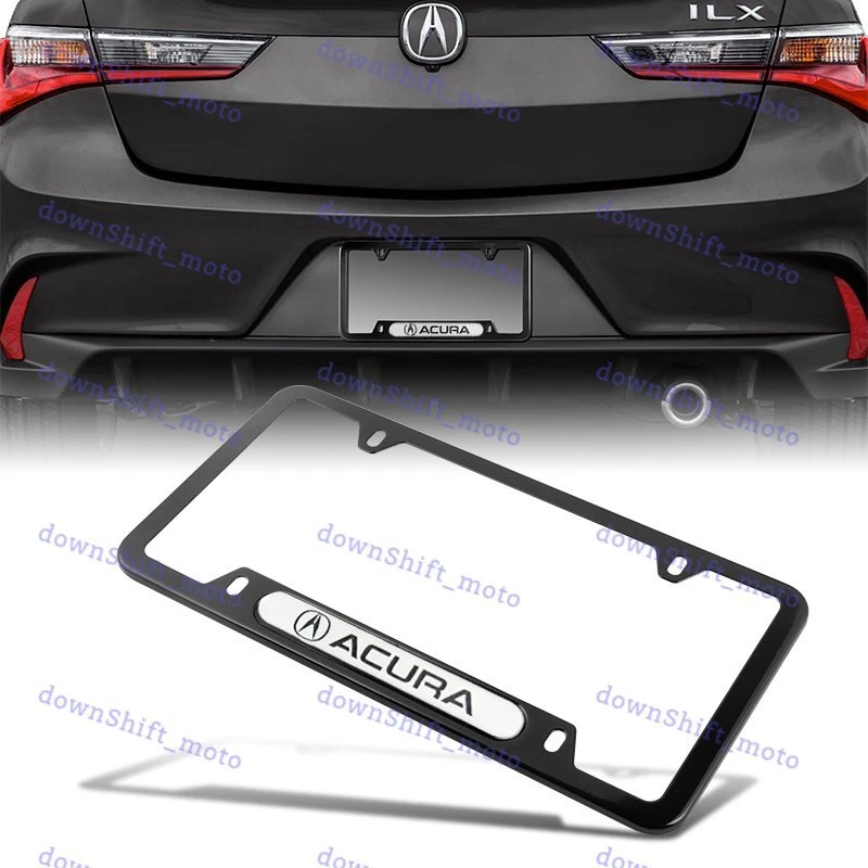 1PCS For ACURA Black WH Metal Stainless Steel License Plate Frame