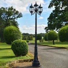 2.57m 'Gladstone' Elegant Triple-Headed Garden Drive Pathway Lamp Post IP44