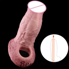 Open-ended Silicone Male Penis Sleeve Enlarger Cover Sheath Delay Ejaculation