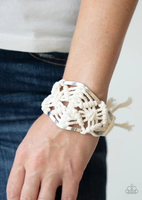 Paparazzi Macrame Mode White Bracelet eBay