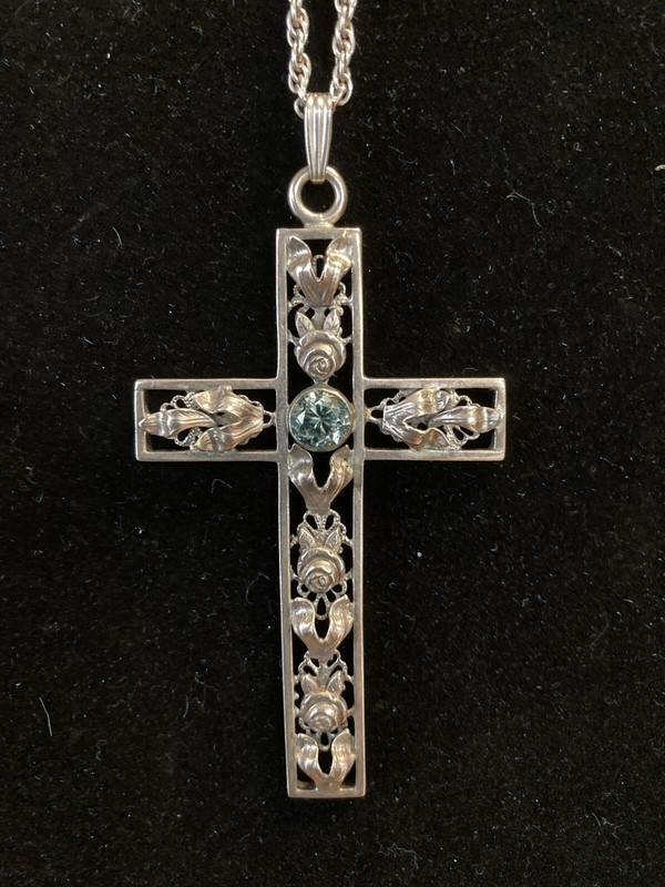 HSB Harry S Bick Sterling Silver 2 1/2” Long By 1 3/8” Wide With 20” Ster. Chain