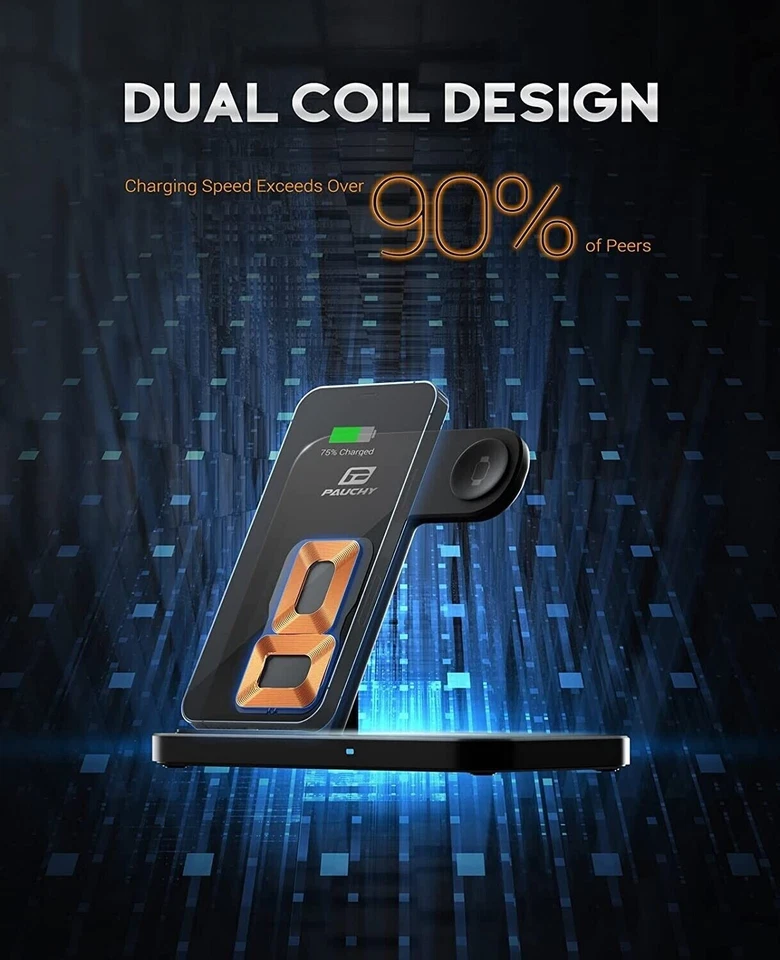 Wireless Charger Charging Station 3In1 For All Apple iWatch Air Pods iPhone 15 - Image 4 of 4