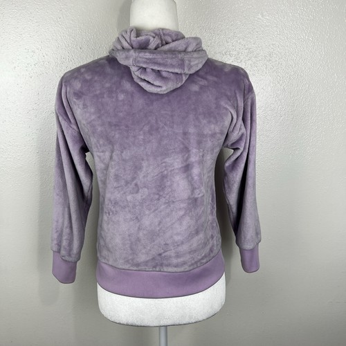Adidas Sweater Youth Medium Purple Faux Fur Pullover Hoodie Active Kids - Picture 3 of 13