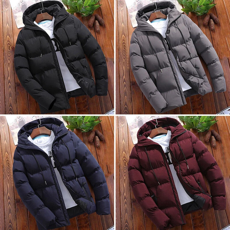 Mens Winter Warm Cotton Jacket Ski Snow Thick Hooded Puffer Coat Parka  Quilted☌