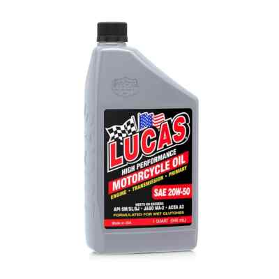 Lucas Oil 10700 SAE 20W-50 Primary Motorcycle Engine Oil for Wet Clutches 6 X