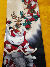 TABASCO PEPPER SAUCE  SANTA CLAUS SLED  MENS CHRISTMAS TIE  57"