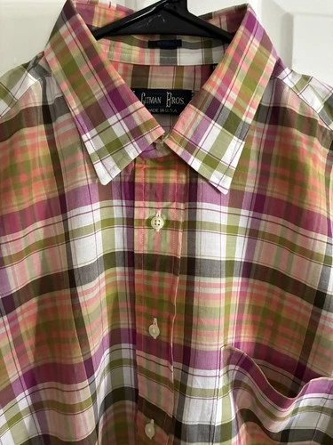  NWOT Gitman Bros Men’s Plaid Shirt Size 15.5R Multicolor Made In USA image 2