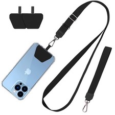 Phone Lanyard 2 Pcs-1 Pcs Adjustable Neck Strap,1 Pcs Wrist Strap,2 Pads,Univ...