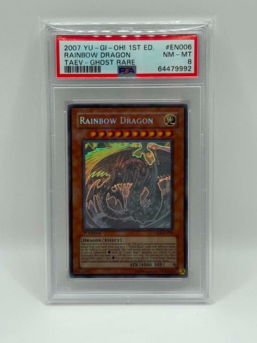 2007 YuGiOh! Rainbow Dragon Ghost Rare 1st Ed TAEV-006 PSA 8 NM-MT
