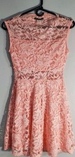 Women's Girls Chesley Floral Lace Sleeveless Dress Peach Medium