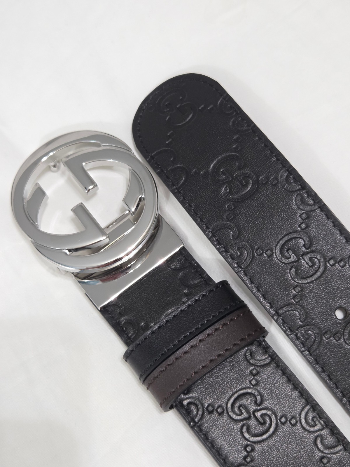 Authentic Reversible Black & Brown Leather Gucci … - image 2