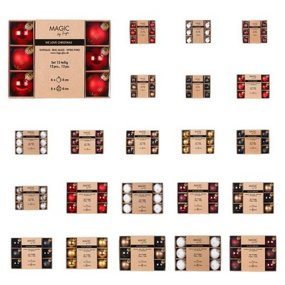 12 Weihnachtskugeln Glas 2-5cm mit Schneeflocken Motiv Christbaumschmuck 