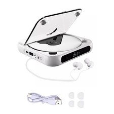 Portable CD Player W/Wired Earphone Bluetooth 5.3 5V2A CD/CD-R/CD-RW/MP3/WAV