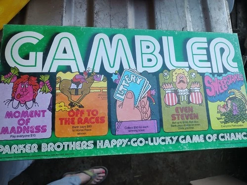Vintage Gambler Board Game (1977) Parker Brothers - w/ Original Dice Shaker