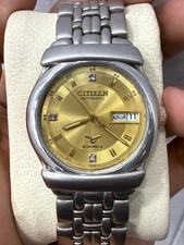 Vintage Citizen Automatic Men's Watch 4-R19840 Gold Dial Day/Date Japan