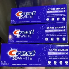 Crest 3D White Stain Eraser Whitening Toothpaste Icy Clean Mint 2.7oz -Pack of 3