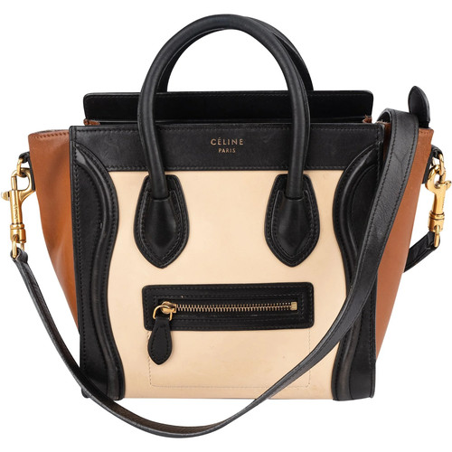 Celine Tricolor Leather Luggage Handbag Bag