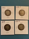 Barber Quarter Four Coin Lot -1897-1898S-1899-1900O