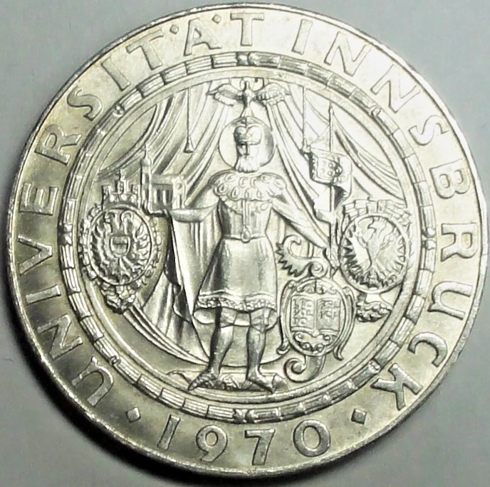 ÖSTERREICH 50 Schilling 1970 SILBER 900 Universität Innsbruck vz-st/xf-unz Kap.