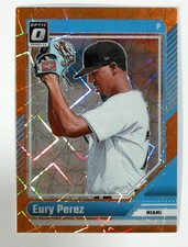 2024 Donruss #19 Eury Perez Optic Orange Velocity Prizm Miami Marlins  *Corner