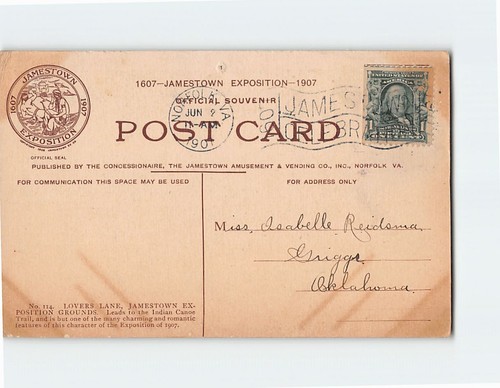 Postcard Lovers Lane Jamestown Exposition Grounds Norfolk Virginia USA - Picture 2 of 2