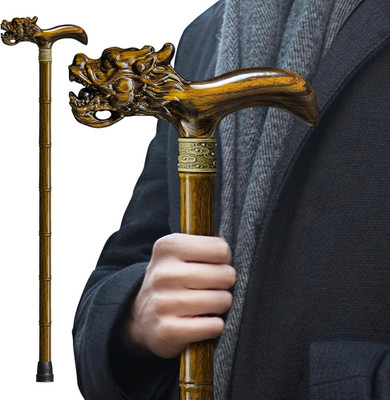 Wooden Cane, Hand Carved High-End Walking Cane for Men and Women, Lightweight De
