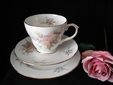Vintage Duchess Bone China Trio Pink Floral Tea Cup Saucer & Plate