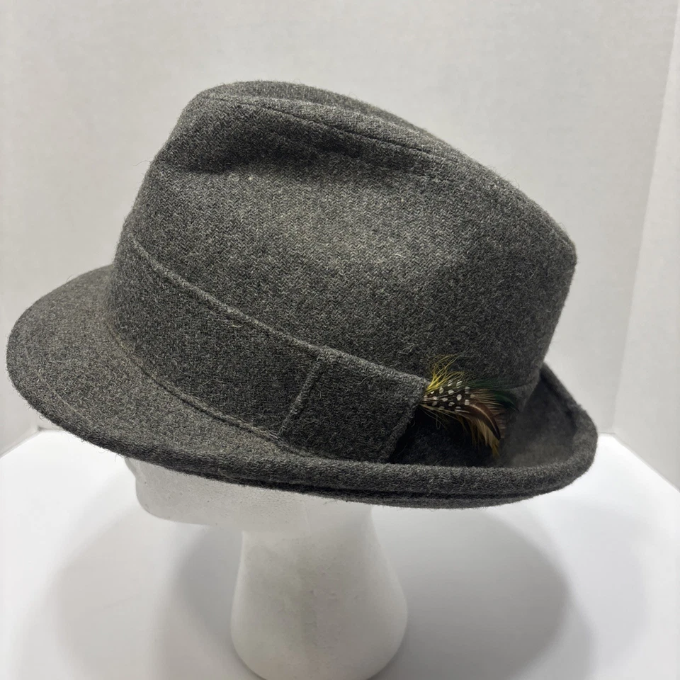 Sombrero Fedora Penney’s Towncraft Gris Para Hombre Talla Mediana 7-7 1/8 Lana De Colección Foto 2 de 4