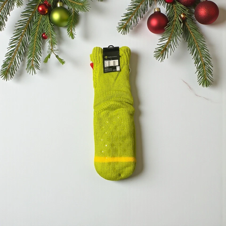 The Grinch Christmas Holiday Cozy Crew Socks Green Women's One Size - Image 4 of 4