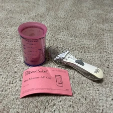 Pampered Chef Mini Measure All Cup Pink #9897 Dry/Liquid 1 Cup Adjustable Spoon