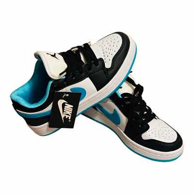 Nike Jordan Low Top Colorblock Black/White/Blue Leather Lace Up Sneakers Rubber