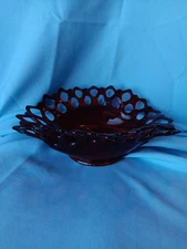 Vintage Collectable Westmoreland Doric Glass Cranberry Glass Banana Bowl Marked