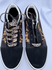 Vans Old Skool Leopard Black Fur Size 2.5 Kids New