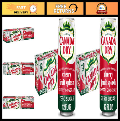 Zero Sugar Cherry Ginger Ale Soda - 12 oz Cans, 24 Pack - Refreshing Fruit Splas