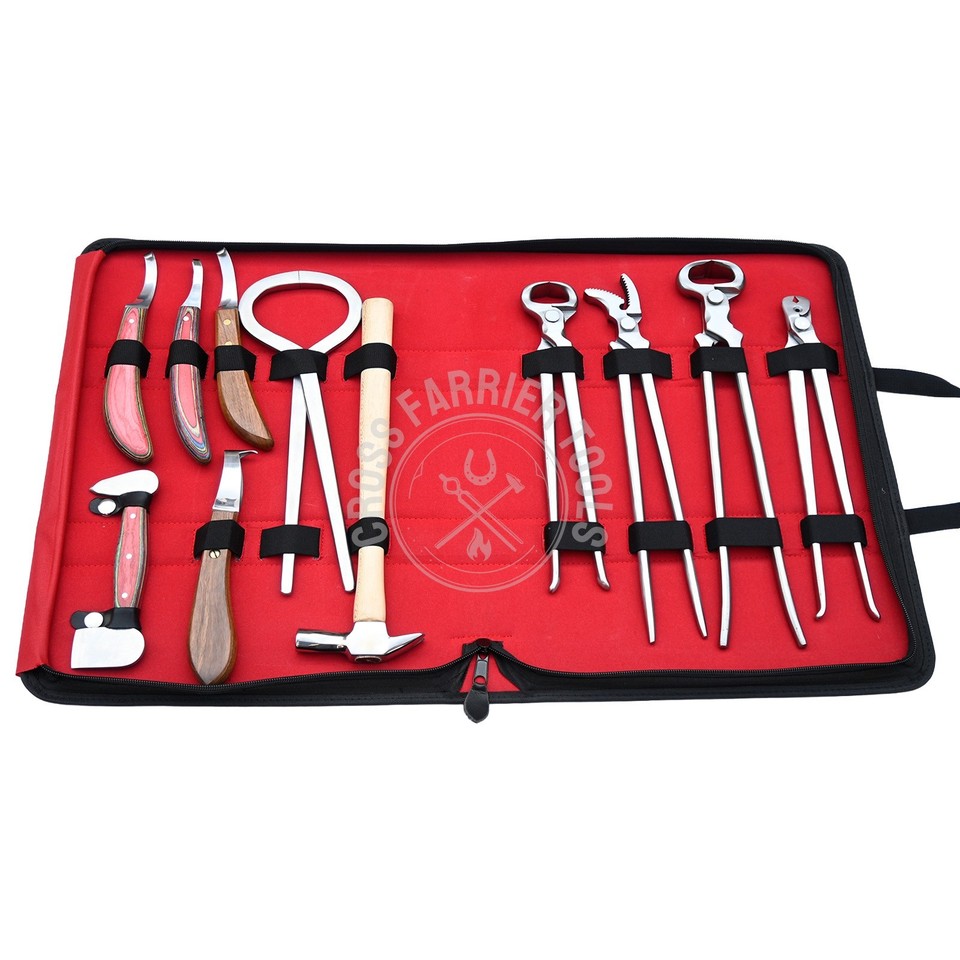 Heavy Duty Professional Horse Care Farrier Tool Kit Hoof Clincher Nipper 13 Pcs