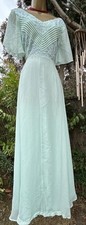Asos Mint Green Chiffon +Lace Detail Bridesmade Prom Maxi A line Dress UK 10