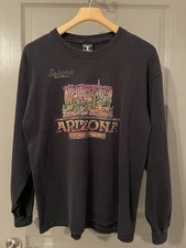 VTG Y2K Arizona Sedona Hanes Beefy T-Shirt Black Long Sleeve Sz Large Southwest