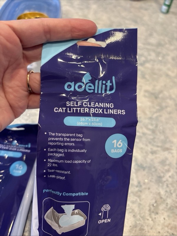 Aoellitt Self Cleaning Cat Litter Box Liners 2x 16 Bag 26.7 X 23.6