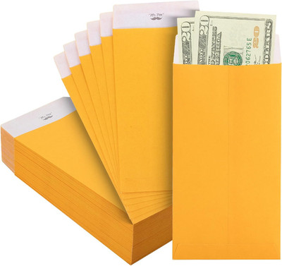 - Money Envelopes for Cash, 100 Pcs, 6.5'' x 3.5'', Yellow Cash Envelopes Bulk