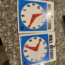 Lot of 2 COSCO 098010 5" x 6" Will Return Later Sign - Blue